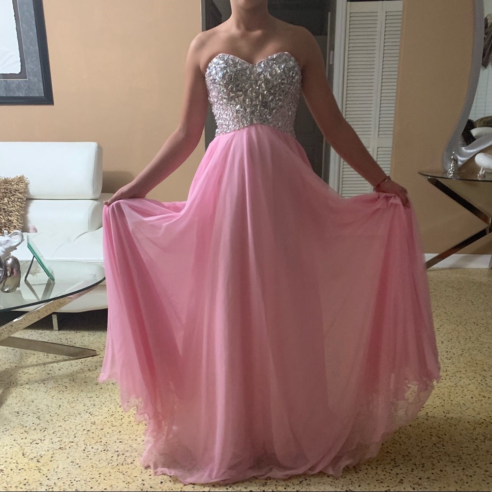 Pink strapless gown